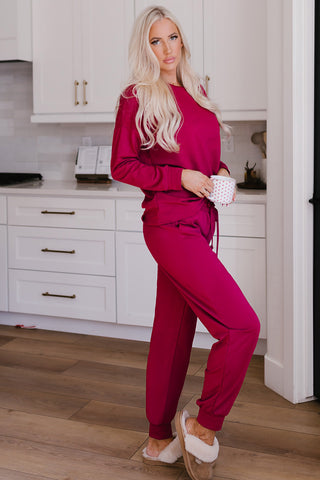 Round Neck Top and Drawstring Pants Lounge Set - 1985 the VAULT Boutique