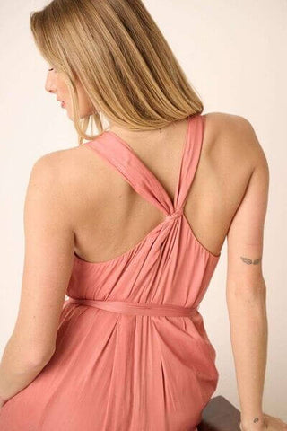 Mittoshop Cross Back Belted V Neck Tank Maxi Dress - 1985 the VAULT Boutique