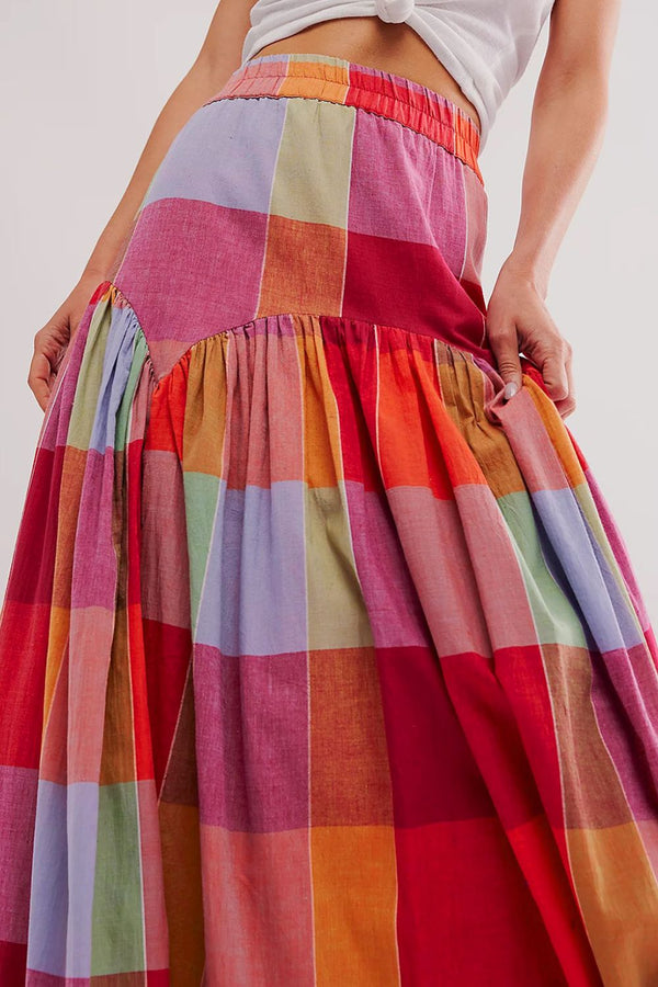 Color Block Elastic Waist Maxi Skirt - 1985 the VAULT Boutique