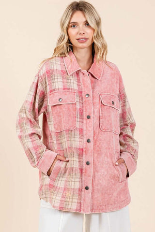 Mittoshop Plaid Button Down Drop Shoulder Jacket - 1985 the VAULT Boutique