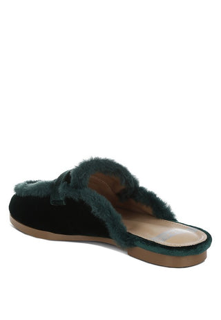 Seyhan Fur Detail Velvet Slip-On Mules - 1985 the VAULT Boutique