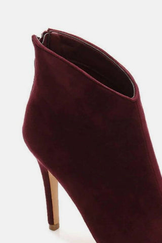 Beast Fashion Suede Stiletto Ankle Booties with Back Zippers - 1985 the VAULT Boutique