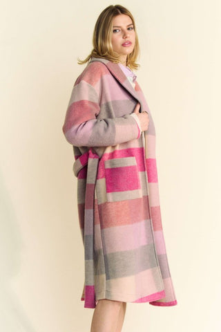 Davi & Dani Tied Color Block Collared Neck Coat - 1985 the VAULT Boutique