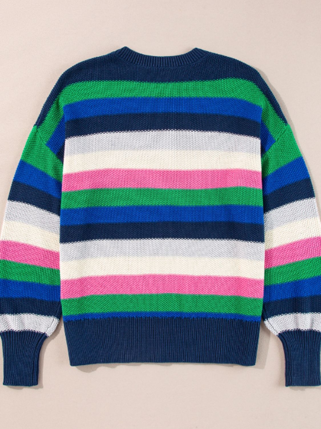 Contrast Striped Round Neck Long Sleeve Sweater - 1985 the VAULT Boutique