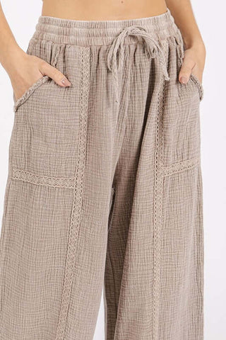 Mittoshop Lace Trim Detail Elastic Waist Cotton Gauze Pants - 1985 the VAULT Boutique