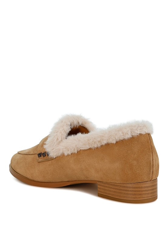 Allie Fur Trim Suede Loafers - 1985 the VAULT Boutique