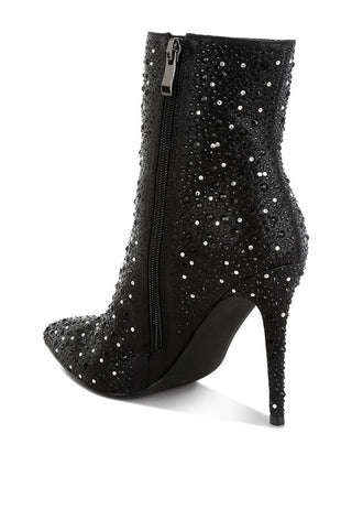 Lobelia Rhinestones Embellished Stiletto Boots - 1985 the VAULT Boutique