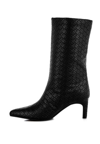 Mentha Woven Faux Leather Boots - 1985 the VAULT Boutique