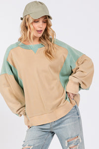 SAGE + FIG Color Block Round Neck Sweatshirt - 1985 the VAULT Boutique