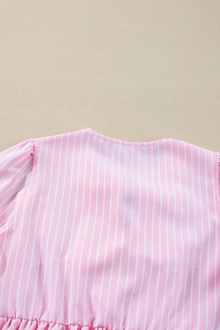 Tied Bow Striped Round Neck Blouse - 1985 the VAULT Boutique