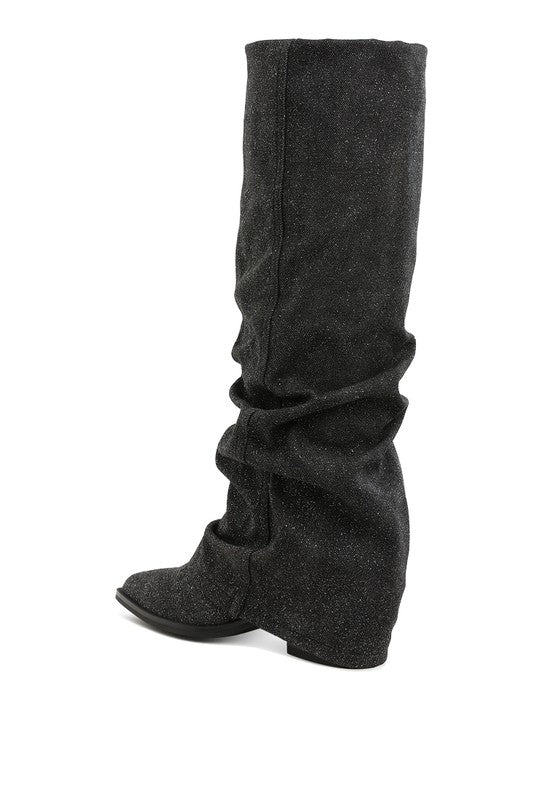 Capella Fold-Over Slouchy Denim Boot - 1985 the VAULT Boutique