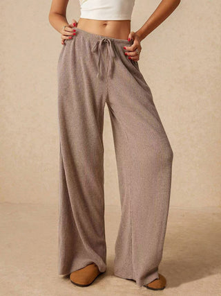 Ribbed Drawstring Wide Leg Pants - 1985 the VAULT Boutique