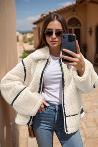 Zip Up Long Sleeve Sherpa Jacket - 1985 the VAULT Boutique