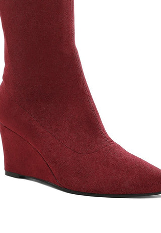 Tulsha Microfiber Wedge Heel Boots - 1985 the VAULT Boutique