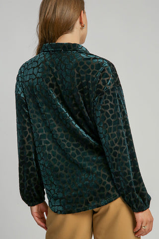 Umgee Animal Print Button Up Velvet Shirt - 1985 the VAULT Boutique