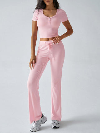 Devine Short Sleeve Top and Drawstring Pants Set - 1985 the VAULT Boutique