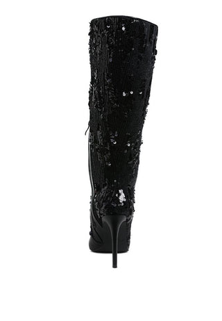 Sitarah Sequin Embellished Stiletto Long Boots - 1985 the VAULT Boutique