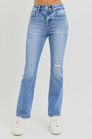 RISEN Full Size Distressed High-Rise Ankle Straight Jeans - 1985 the VAULT Boutique