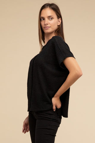 Dolman Short Sleeve Jacquard Sweater - 1985 the VAULT Boutique