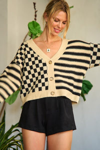 Contrast pattern sweater cardigan - 1985 the VAULT Boutique