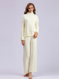 Basic Bae High- Low Turtleneck Long Sleeve Top and Pants Sweater Set - 1985 the VAULT Boutique