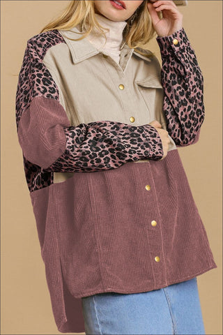 High-Low Leopard Snap Down Shacket - 1985 the VAULT Boutique