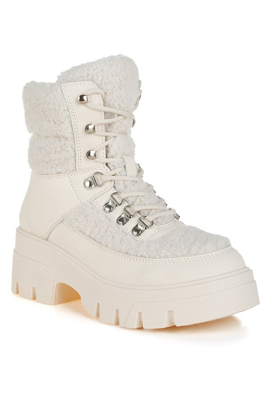 Wellerman Faux Fur Detail Chunky Hiker Boots - 1985 the VAULT Boutique