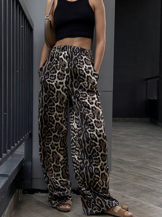 Leopard High Waist Wide Leg Pants - 1985 the VAULT Boutique