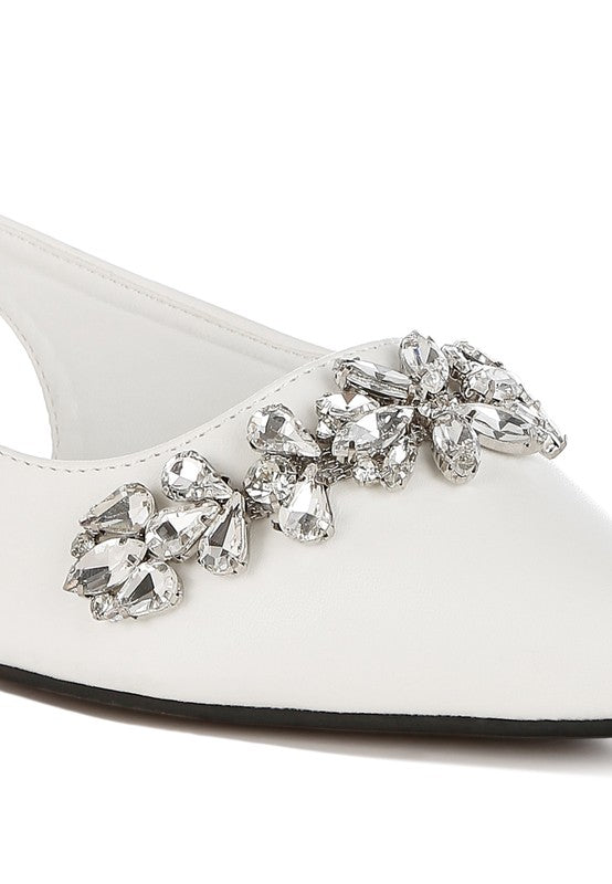 Adhara Diamante Embellished Flat Sandals - 1985 the VAULT Boutique