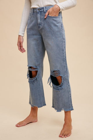 Annie Wear Distressed Raw Hem Jeans - 1985 the VAULT Boutique