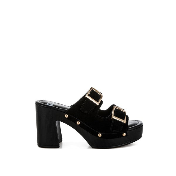 Zoane Studded Dual Buckle Platform Clogs - 1985 the VAULT Boutique