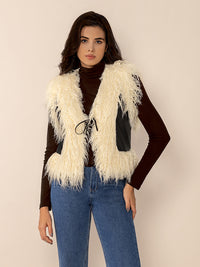 Tied Fringe Contrast Vest - 1985 the VAULT Boutique