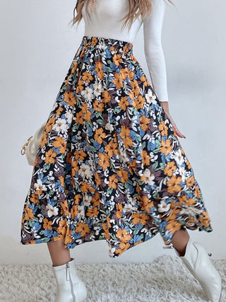 Printed Elastic Waist Midi Skirt - 1985 the VAULT Boutique