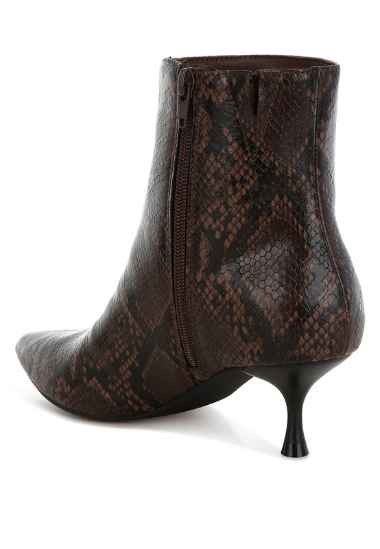 Thymus Snake Print Kitten Heel Boots - 1985 the VAULT Boutique