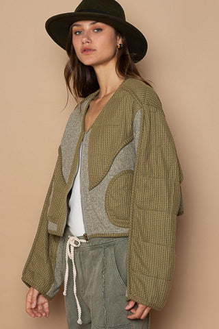 POL Quilted Knit Viding Detail Knit Patch Jacket - 1985 the VAULT Boutique