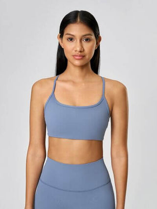 Millennia Crisscross Back Scoop Neck Active Cami with Detachable Chest Pads - 1985 the VAULT Boutique