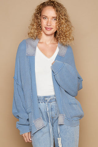 POL Open Front Washed Knit Cardigan with Pockets - 1985 the VAULT Boutique