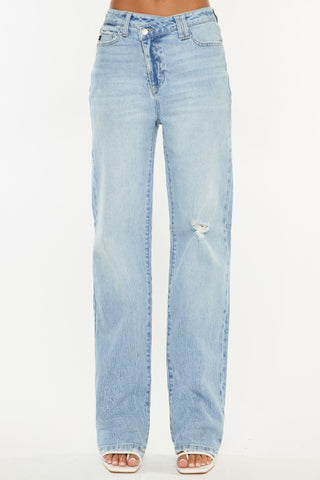 Kancan Distressed High Waist Straight Jeans - 1985 the VAULT Boutique