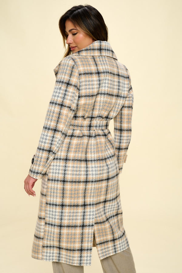 Coalition LA Double-Breasted Plaid Coat with Belt - 1985 THE VAULT