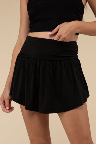 Wide Band Tennis Skirt with Zippered Back Pocket - 1985 the VAULT Boutique