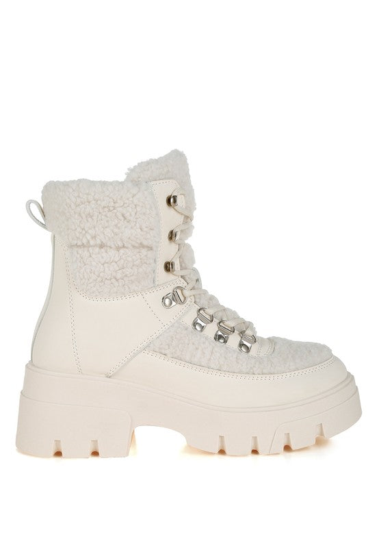 Wellerman Faux Fur Detail Chunky Hiker Boots - 1985 the VAULT Boutique