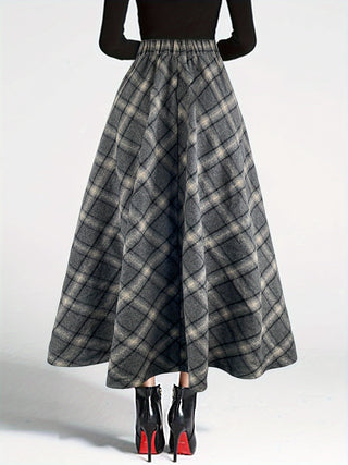 Plaid Elastic Waist Midi Skirt - 1985 the VAULT Boutique