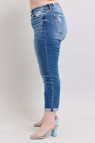 Judy Blue Full Size Button Fly Distressed Jeans with Pockets Plus Size - 1985 the VAULT Boutique