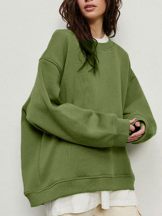 Basic Round Neck Dropped Shoulder Long Sleeve Sweatshirt - 1985 the VAULT Boutique