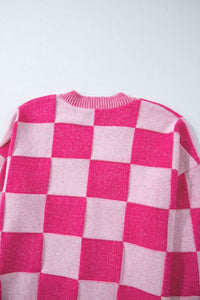 Checkered V-Neck Long Sleeve Cardigan - 1985 the VAULT Boutique