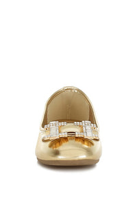 Navik Rhinestone Buckle Metallic Ballerinas - 1985 the VAULT Boutique