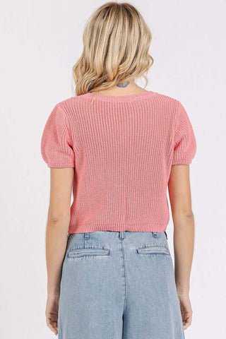 Mittoshop V-Neck Short Sleeve Crop Sweater - 1985 the VAULT Boutique