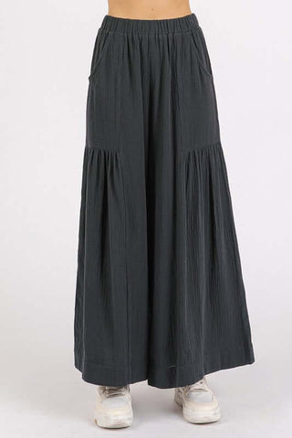 Mittoshop Gauze Elastic Waist Pleated Wide Leg Pants - 1985 the VAULT Boutique