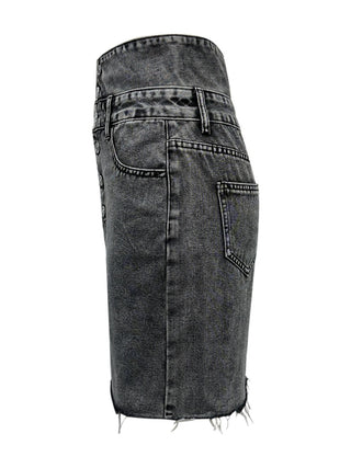 Raw Hem High Waist Denim Skirt - 1985 the VAULT Boutique