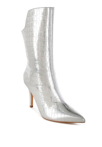 Kultrus Croco Stiletto Heel Mid-Calf Boots - 1985 the VAULT Boutique